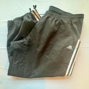 Adidas Women's Black Joggers with White Stripes Capris